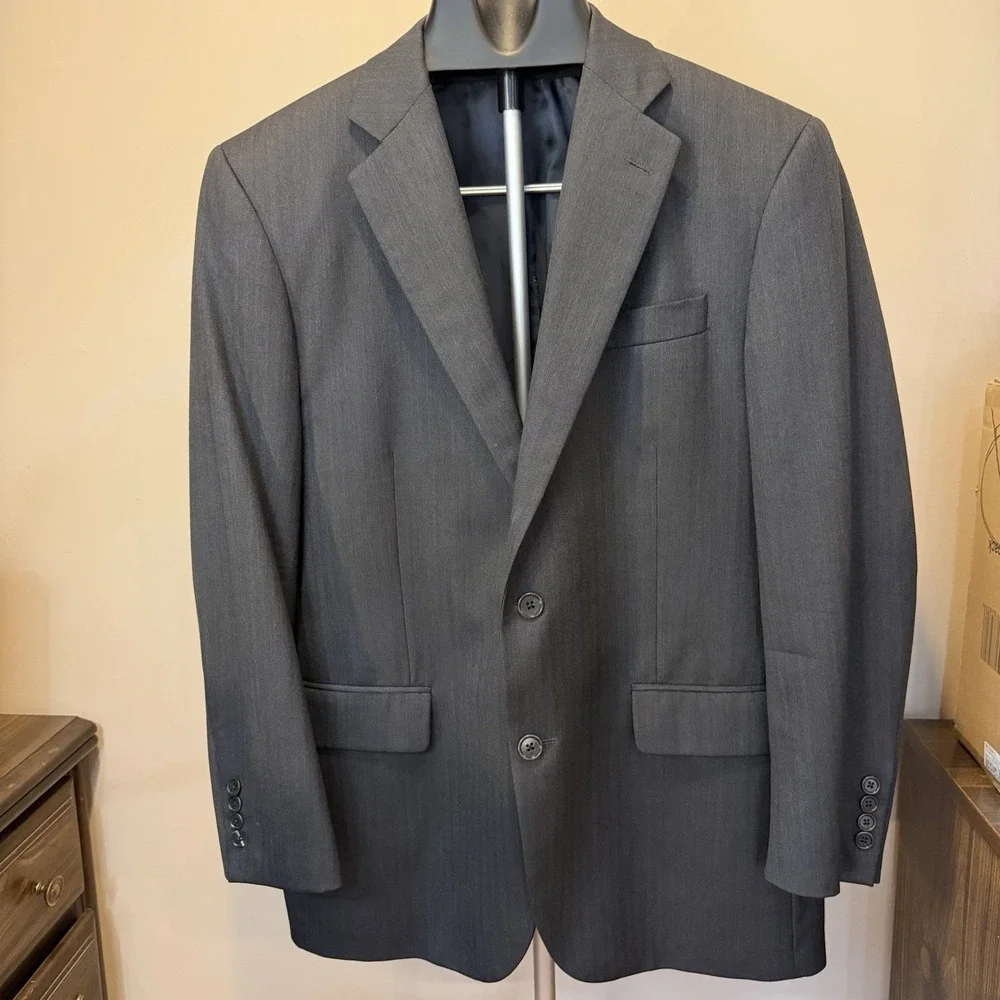 Brooks Brothers 1818 Madison Blazer 40R Saxxon Wool Loro Piana Gray Herringbone